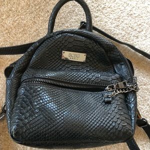 COPY - BCBG Mini Black Snakeskin Backpack